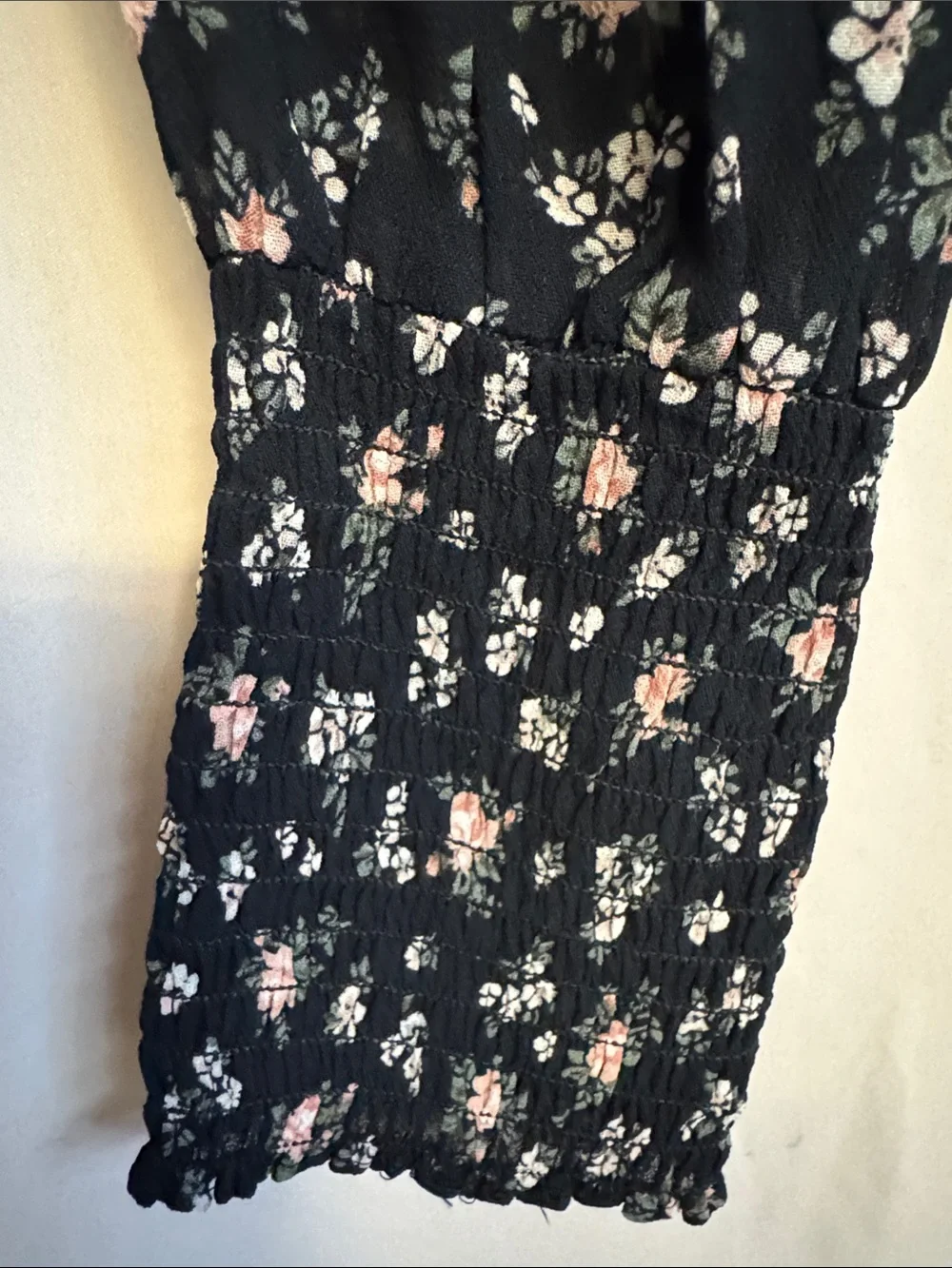 Reformation Pinto Smocked Square-Neck Top, Size XL, Color Freesia (Black/Blush